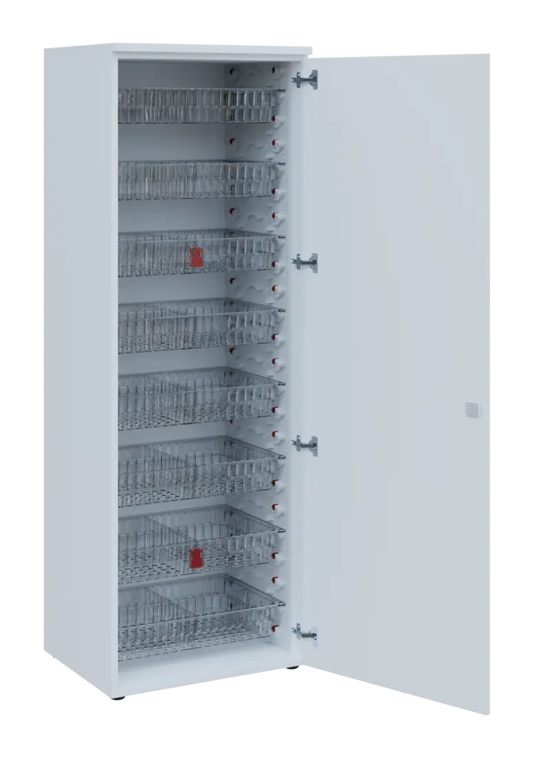 EUROMEDICA D - 66/M TRANSPARENT skříň léková boxová, 1-dveřová, pravá, 1950x660x535, korpus bílý, dv